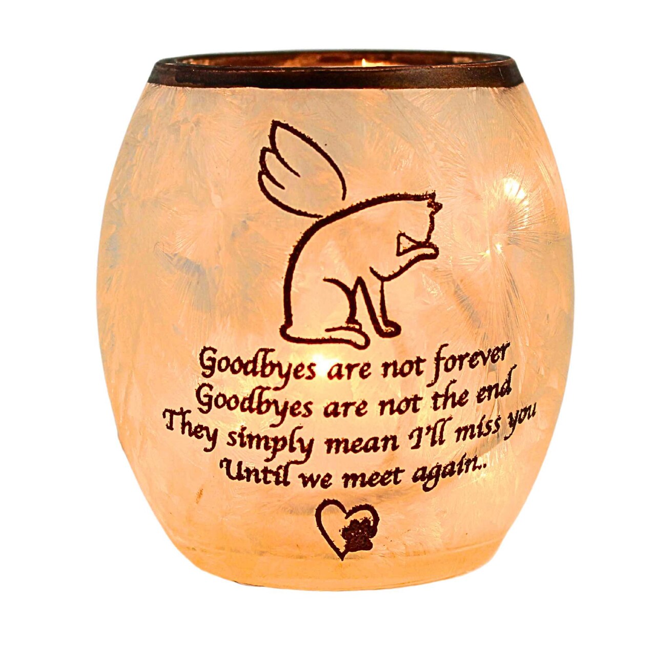 Stony Creek 3.25 In Best Friend Cat Votive Vase Bereavement Lighted Glass Accent , Bereavement Pet Lit Electric